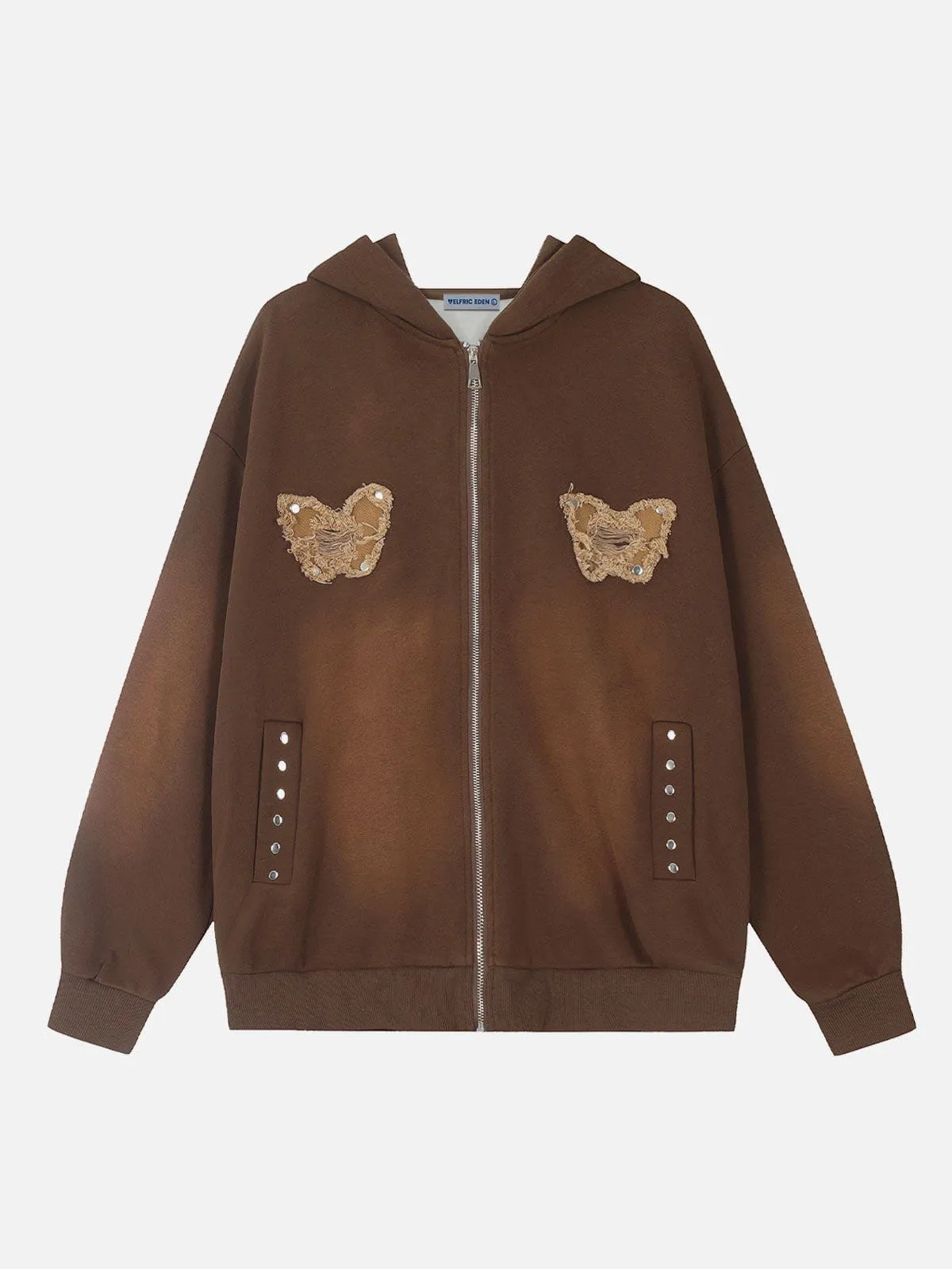Aelfric Eden Distressed Butterfly Washed Zip Up Hoodie sold by Aelfric Eden product image thumbnail 3