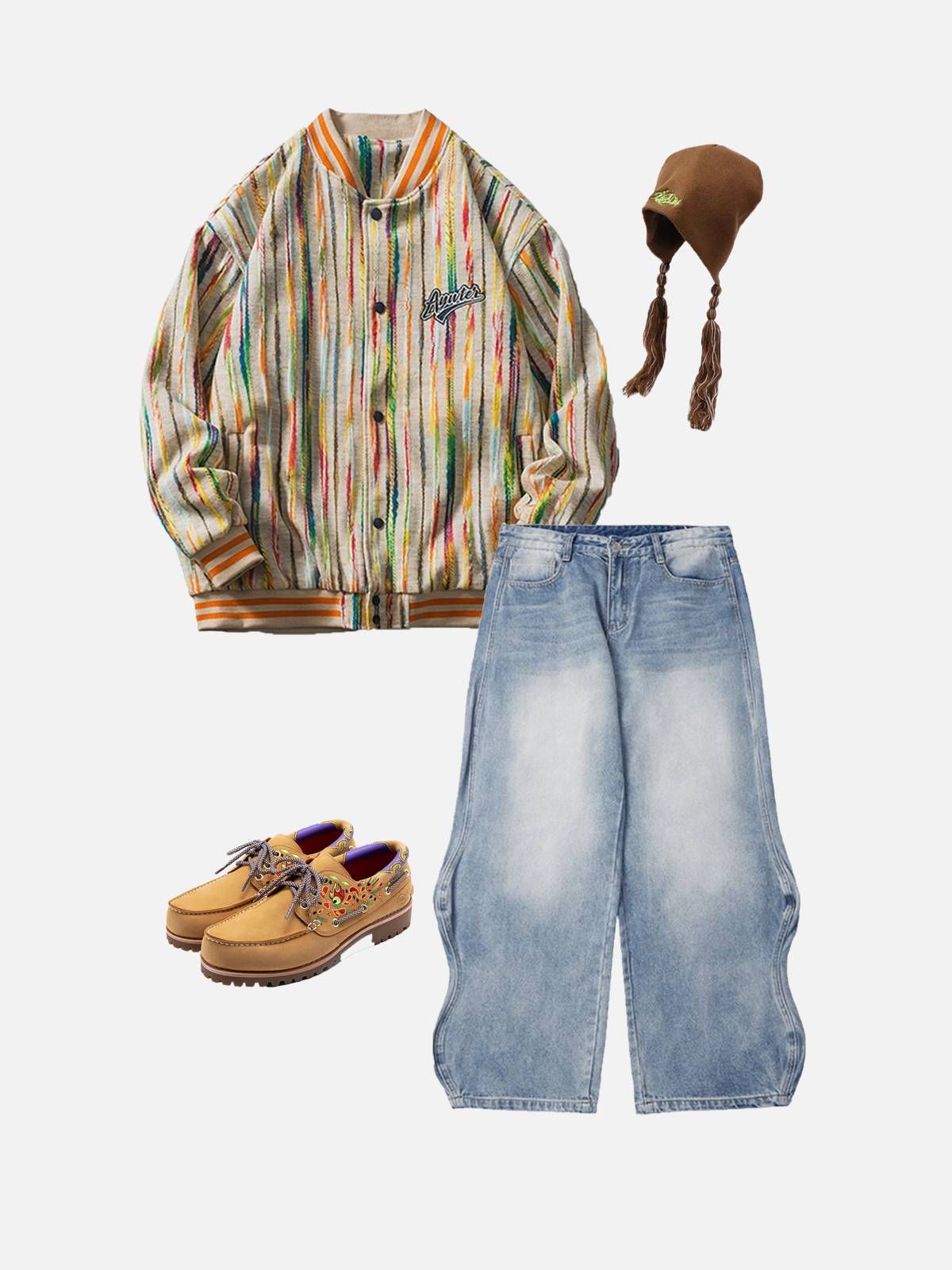 Aelfric Eden Color Stripes Embroidery Varsity Jacket sold by Aelfric Eden product image thumbnail 4