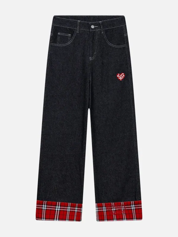 Aelfric Eden Plaid Patchwork Cuffed Jeans sold by Aelfric Eden