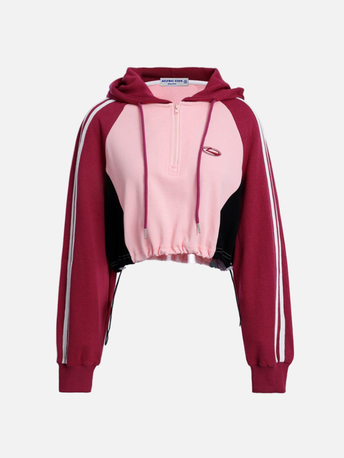 Stripe Patchwork Drawstring Hoodie sold by Aelfric Eden