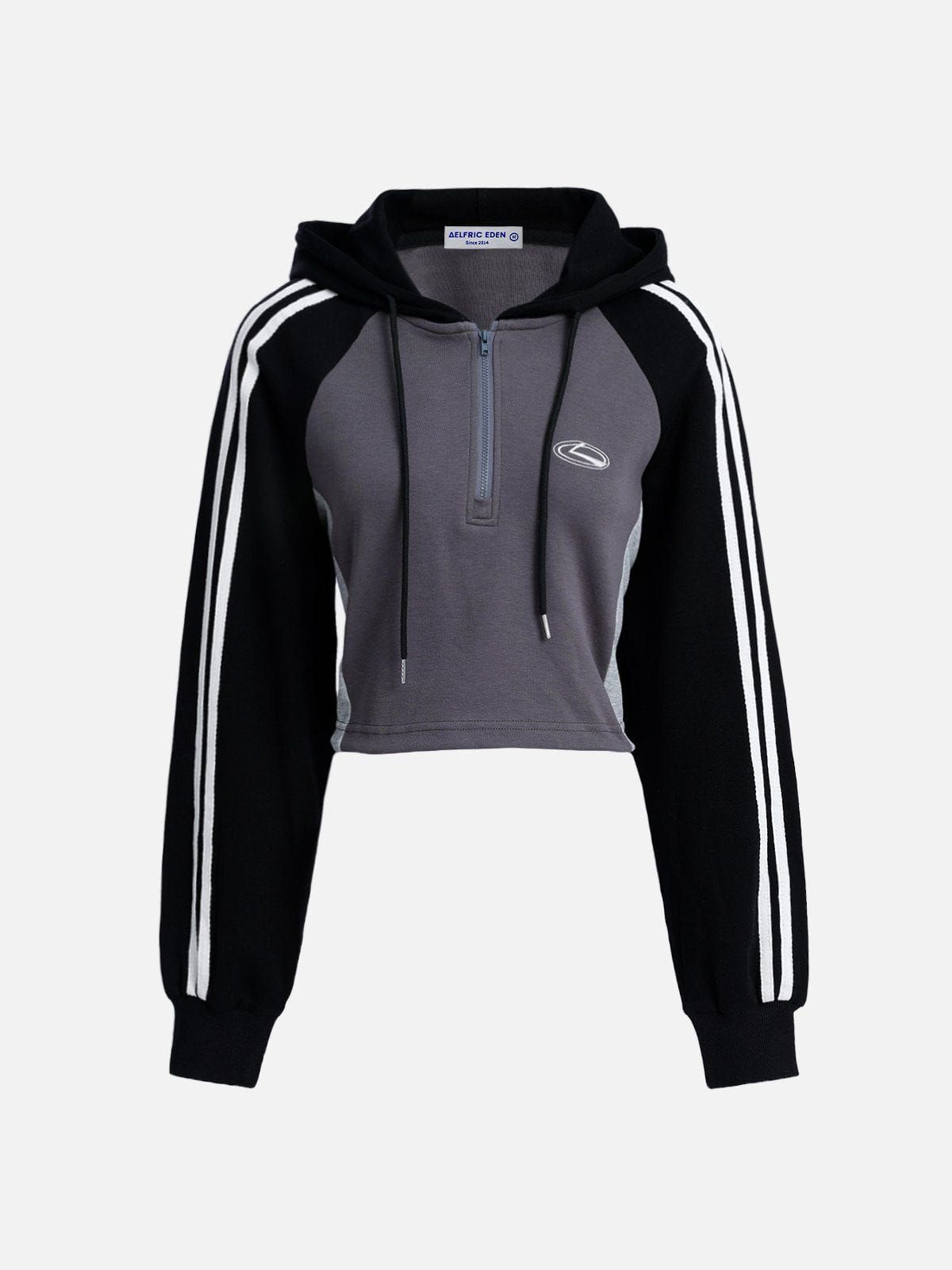 Stripe Patchwork Drawstring Hoodie sold by Aelfric Eden product image thumbnail 2