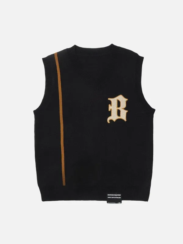 Aelfric Eden "B" Embroidery Sweater Vest sold by Aelfric Eden