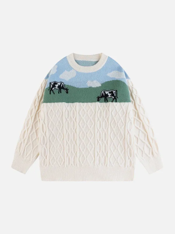 Aelfric Eden Patchwork Twist Knit Sweater sold by Aelfric Eden