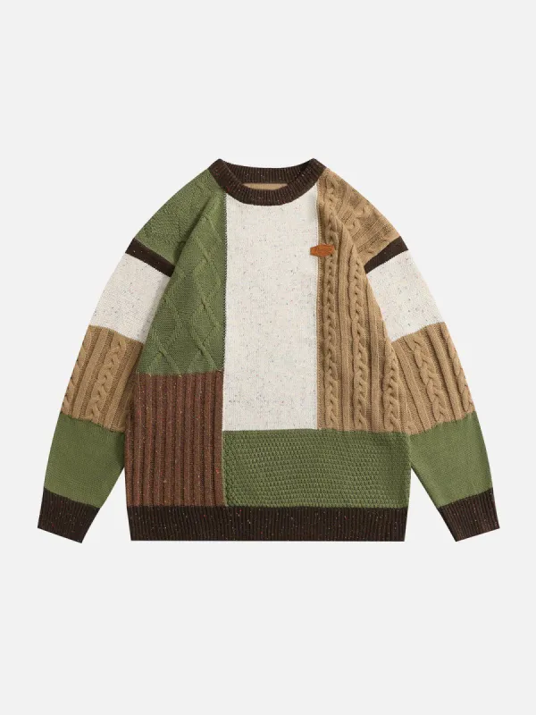 Aelfric Eden Vintage Contrast Patchwork Sweater sold by Aelfric Eden