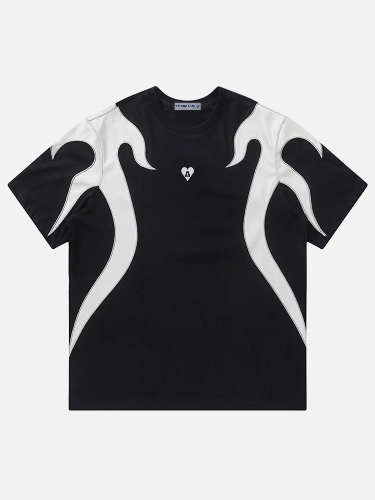 Aelfric Eden Flame Embroidery PU Patchwork Tee sold by Aelfric Eden