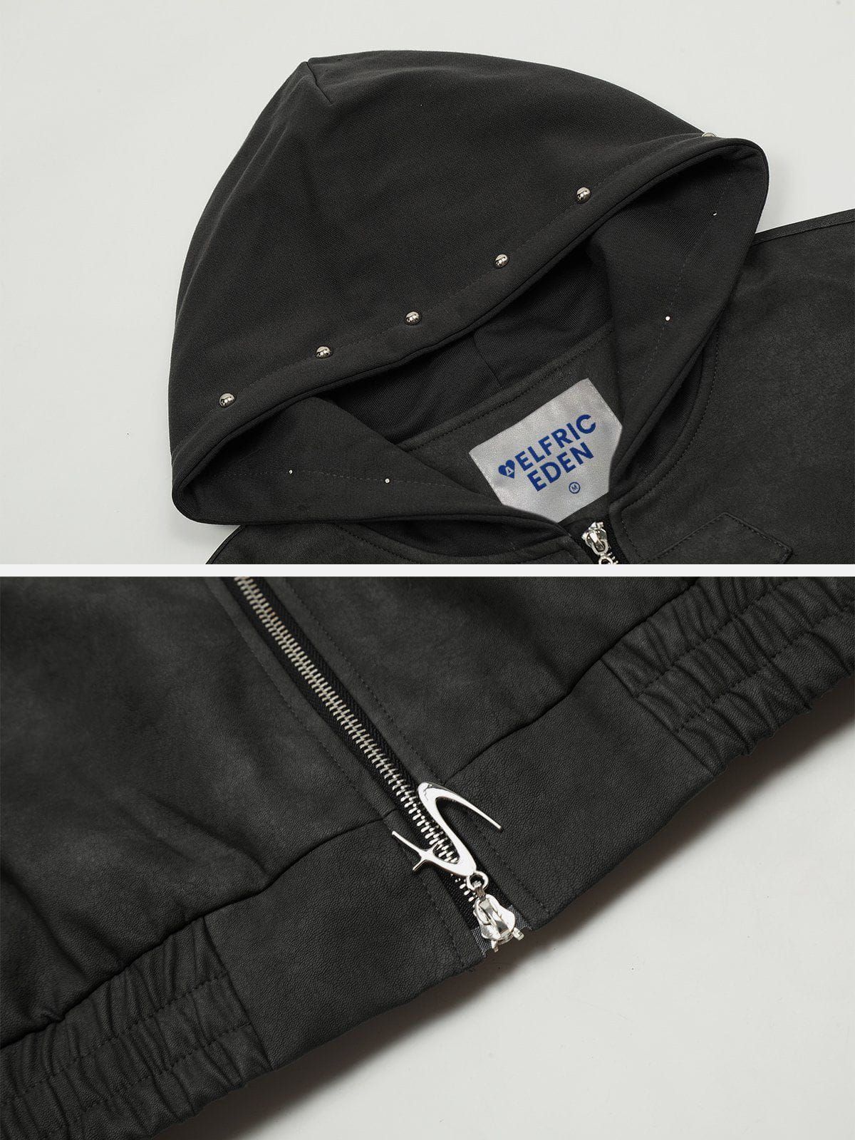 Aelfric Eden Rivet Hood Faux Leather Jacket sold by Aelfric Eden product image thumbnail 4