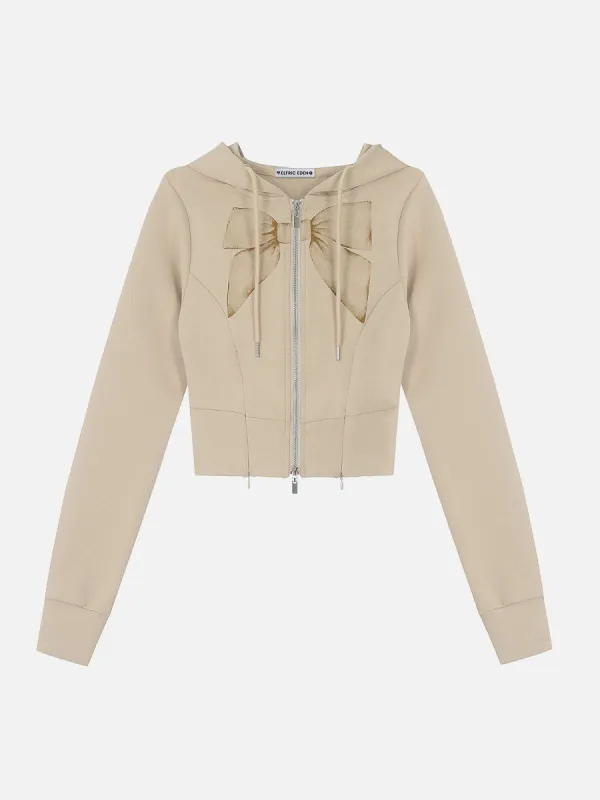 Aelfric Eden Bow Print Crop Zip Up Hoodie sold by Aelfric Eden