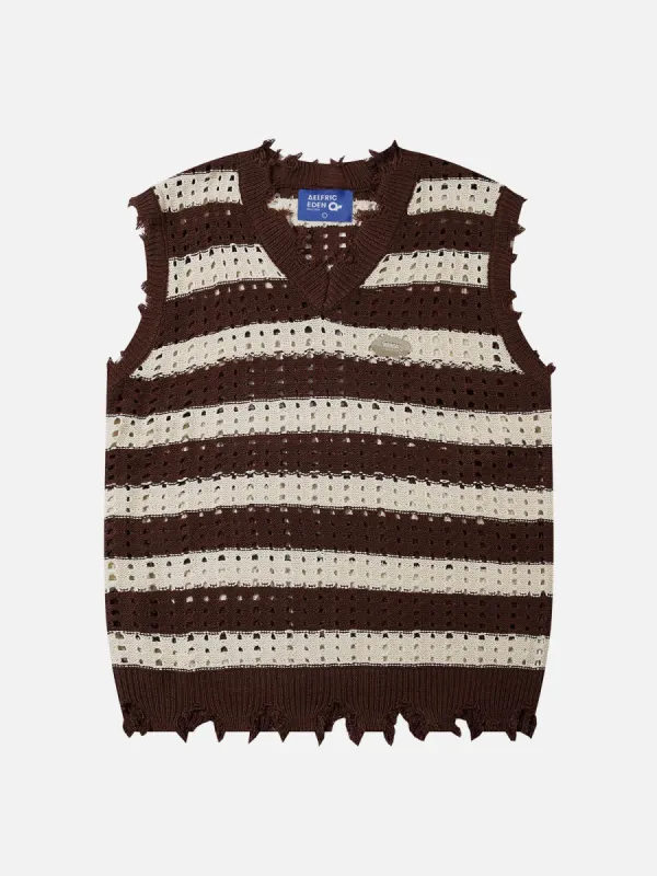 Aelfric Eden Cut-out Fringe Pinstripe Sweater Vest sold by Aelfric Eden