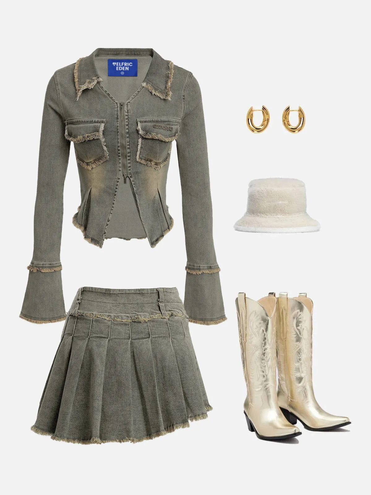 Aelfric Eden Fringe Double Zip Up Denim Jacket sold by Aelfric Eden product image thumbnail 5