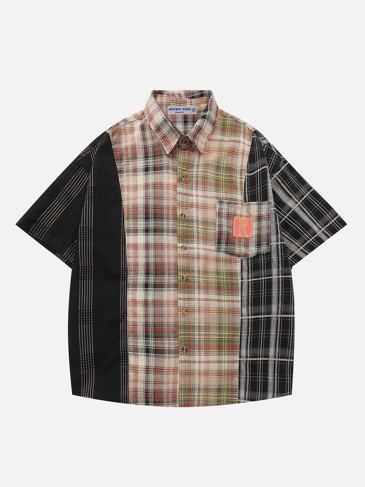Aelfric Eden Patchwork Plaid Short Sleeve Shirts sold by Aelfric Eden product image thumbnail 2
