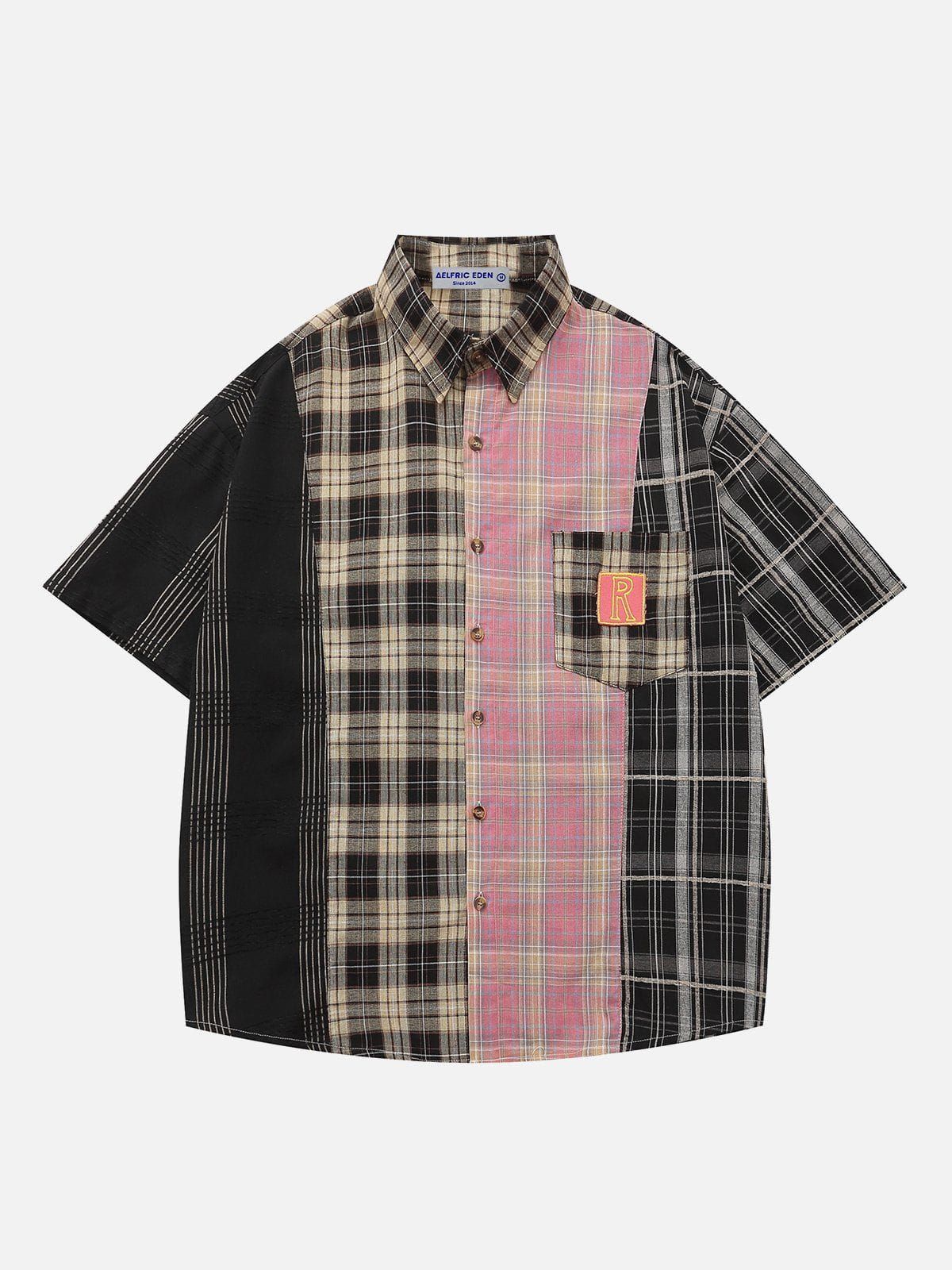 Aelfric Eden Patchwork Plaid Short Sleeve Shirts sold by Aelfric Eden