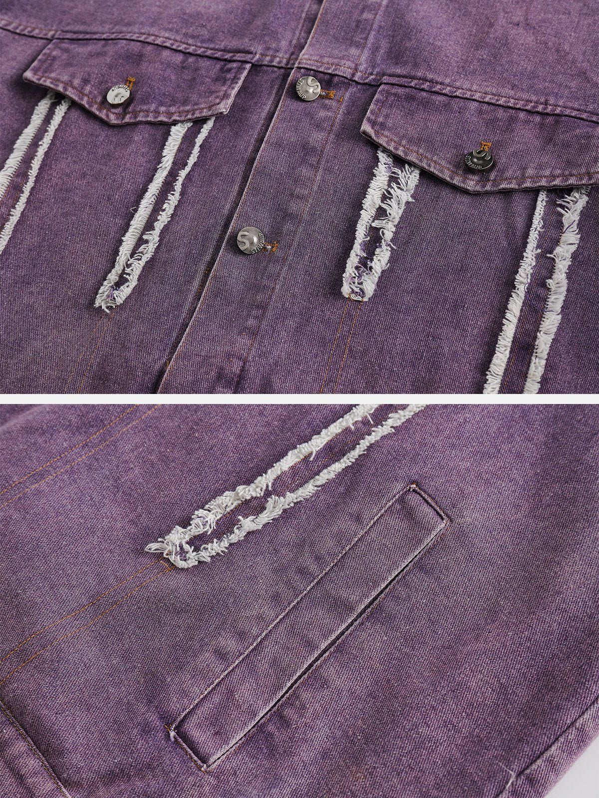 Aelfric Eden Multi Pocket Fringe Denim Jacket sold by Aelfric Eden product image thumbnail 3