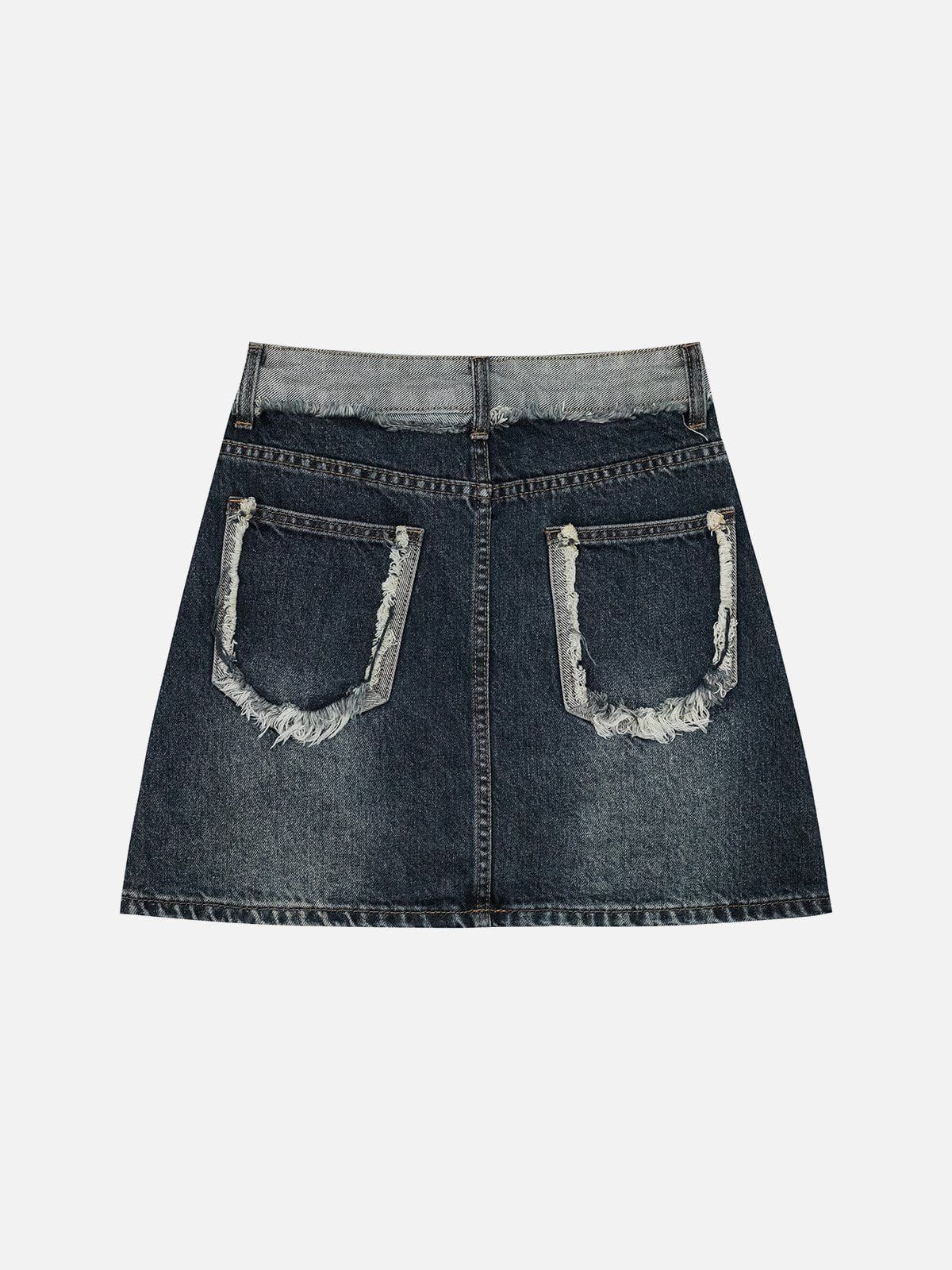 Vintag Washed Fringe Denim Skirt sold by Aelfric Eden product image thumbnail 2