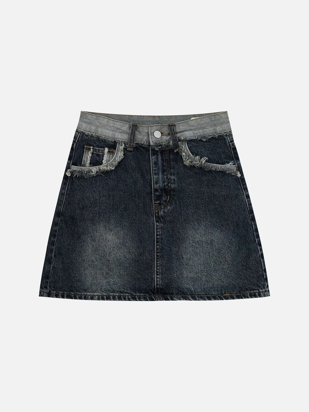 Vintag Washed Fringe Denim Skirt sold by Aelfric Eden