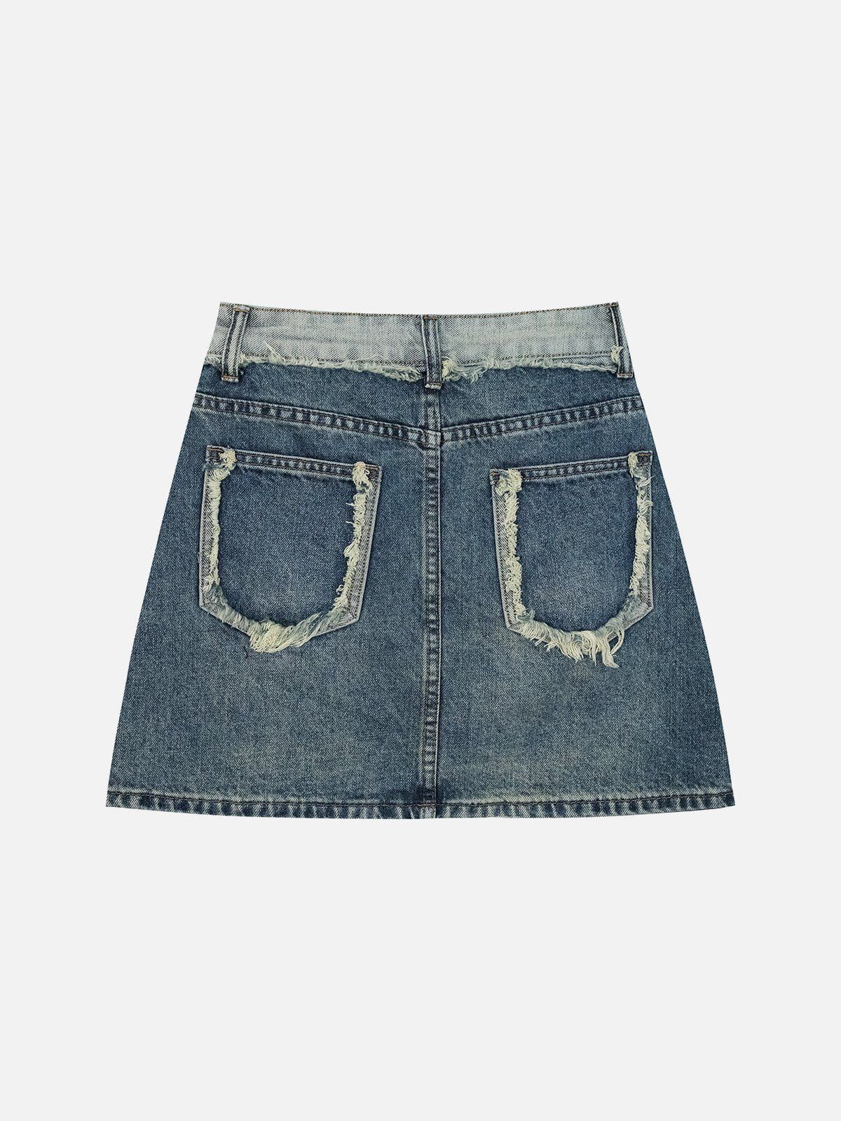 Vintag Washed Fringe Denim Skirt sold by Aelfric Eden product image thumbnail 4