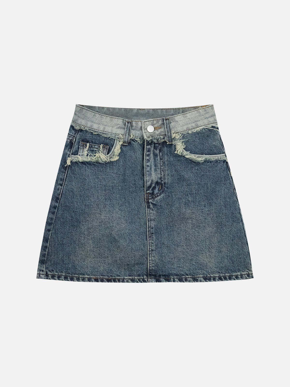 Vintag Washed Fringe Denim Skirt sold by Aelfric Eden product image thumbnail 3