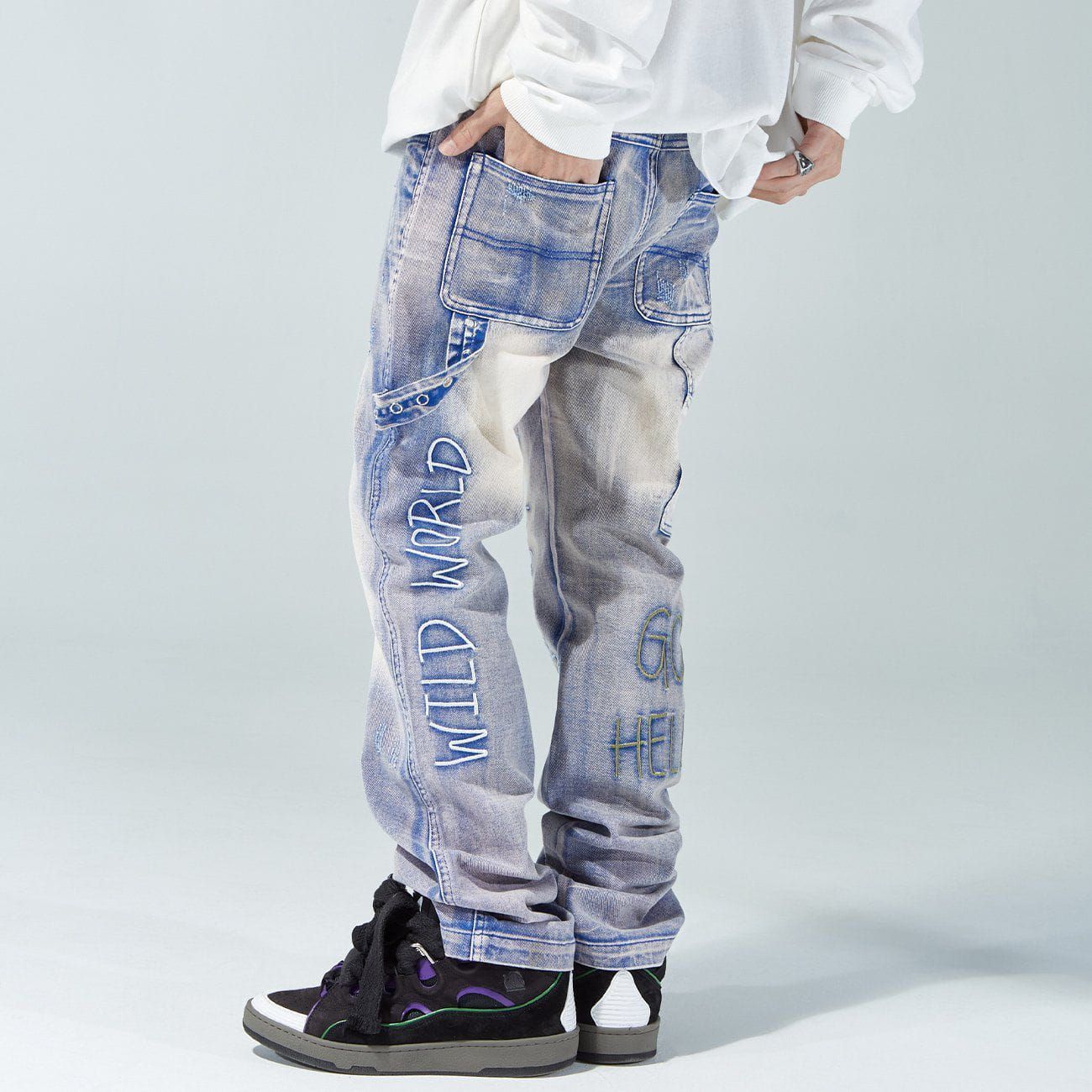 Aelfric Eden Graffiti Embroidered Jeans sold by Aelfric Eden product image thumbnail 4