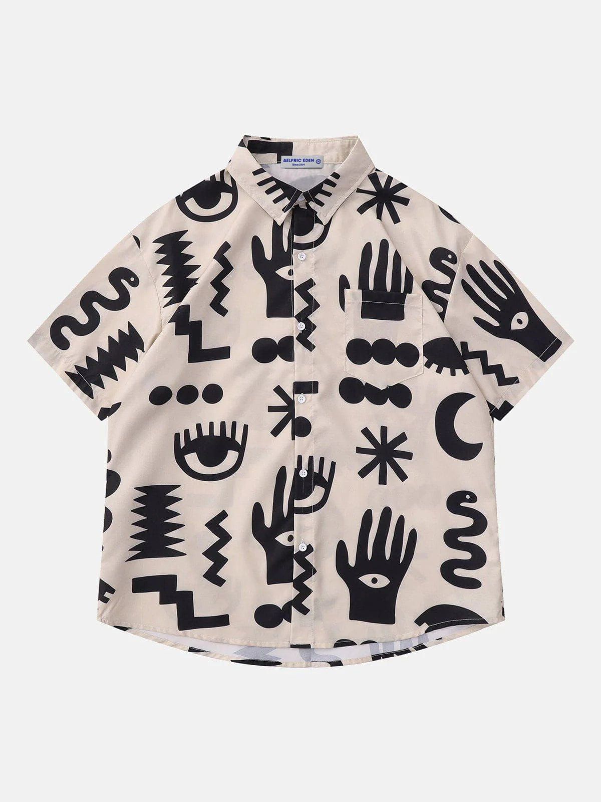 Aelfric Eden All-over Abstract Graffiti Print Short Sleeve Shirts sold by Aelfric Eden