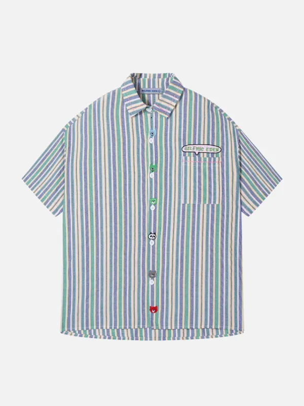 Aelfric Eden Blue Green Stripe Short Sleeve Shirt sold by Aelfric Eden