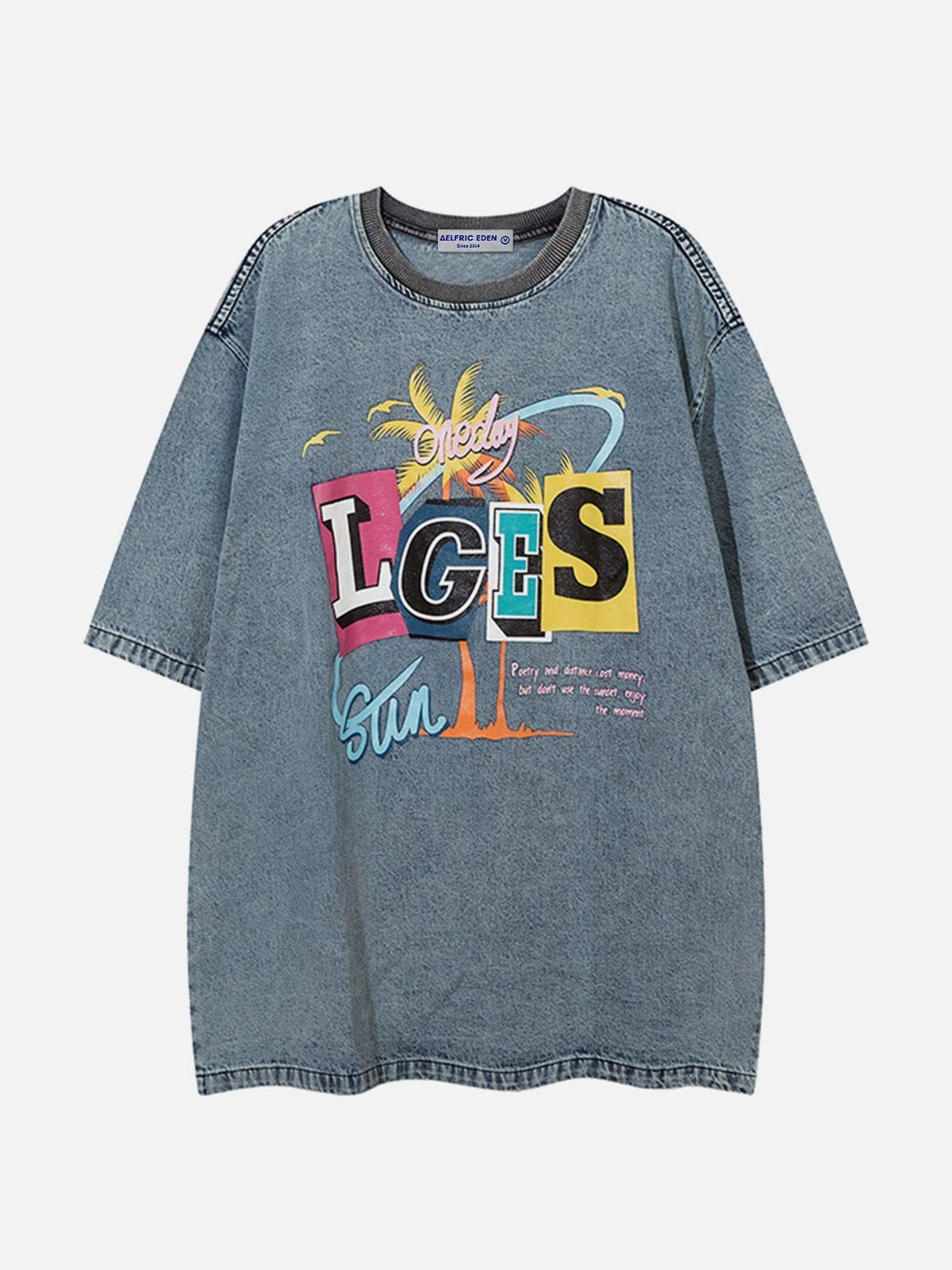 Aelfric Eden Washed Letter Print Tee sold by Aelfric Eden