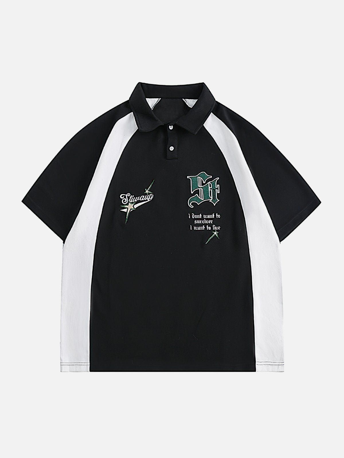 Aelfric Eden Patchwork Embroidery Polo Tee sold by Aelfric Eden product image thumbnail 3