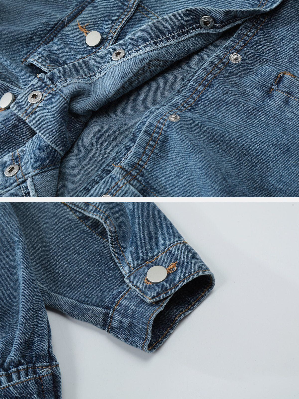 Aelfric Eden Detachable Patchwork Denim Jacket sold by Aelfric Eden product image thumbnail 8