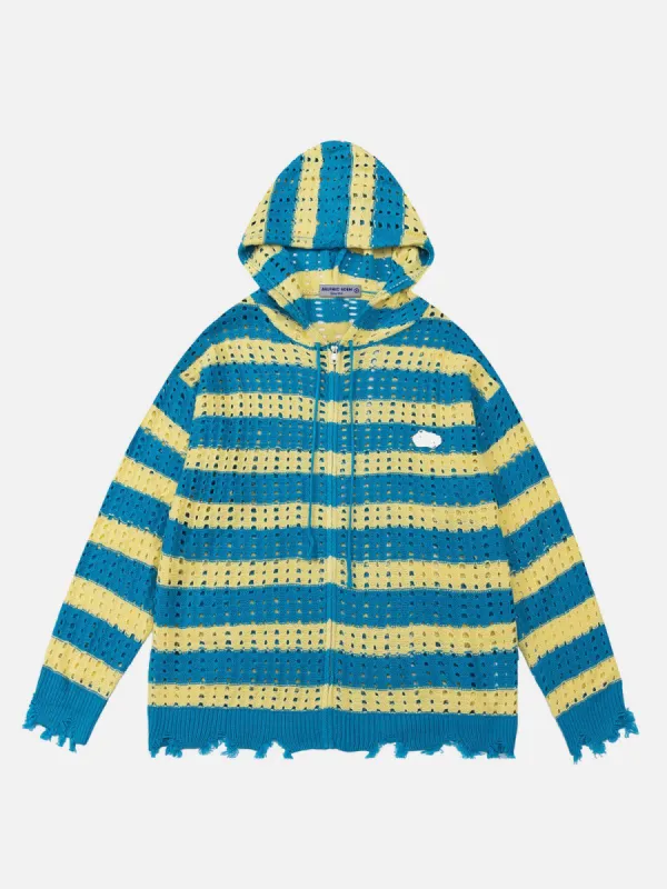 Aelfric Eden Stripe Knit Distressed Hoodie sold by Aelfric Eden