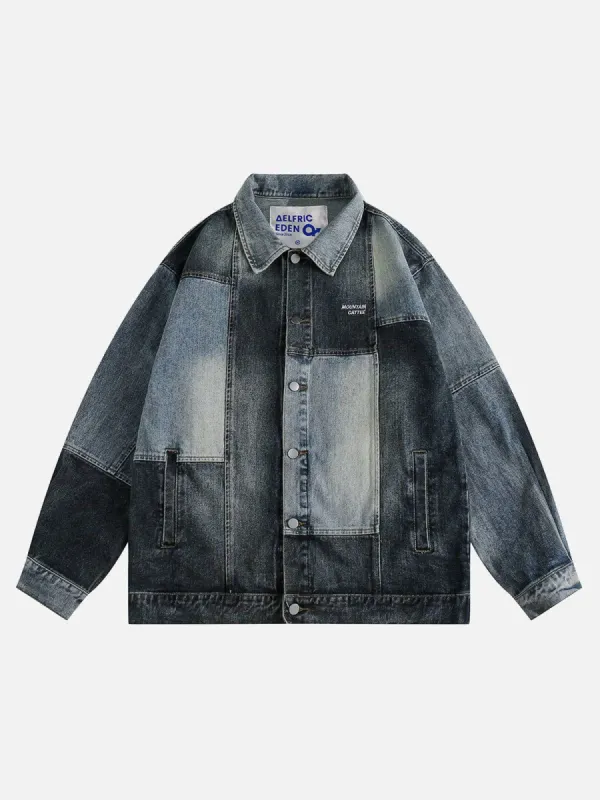 Aelfric Eden Detachable Sleeves Patchwork Denim Jacket