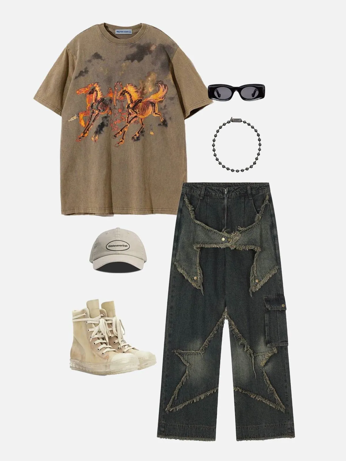 Aelfric Eden Vintage Washed Horse Print Tee sold by Aelfric Eden product image thumbnail 4