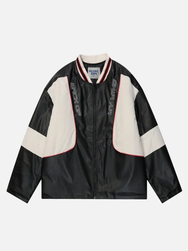Aelfric Eden Embroidery Patchwork Racing Leather Jacket sold by Aelfric Eden