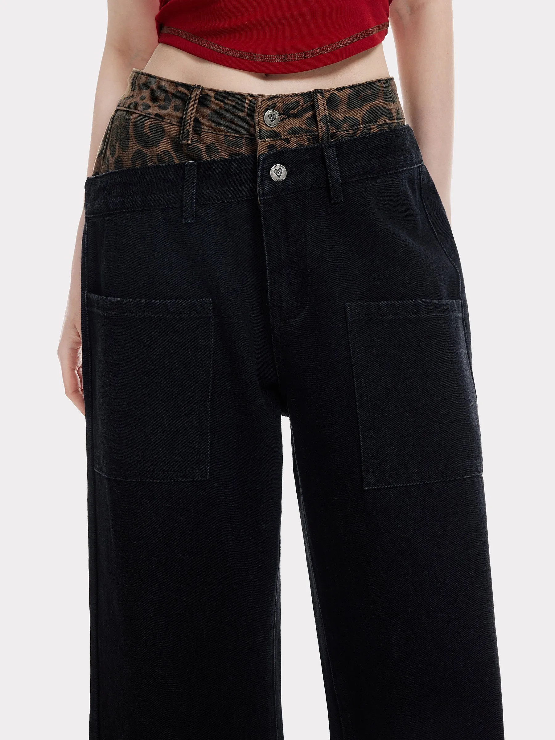 Aelfric Eden Leopard Double Waist Baggy Jeans sold by Aelfric Eden product image thumbnail 5