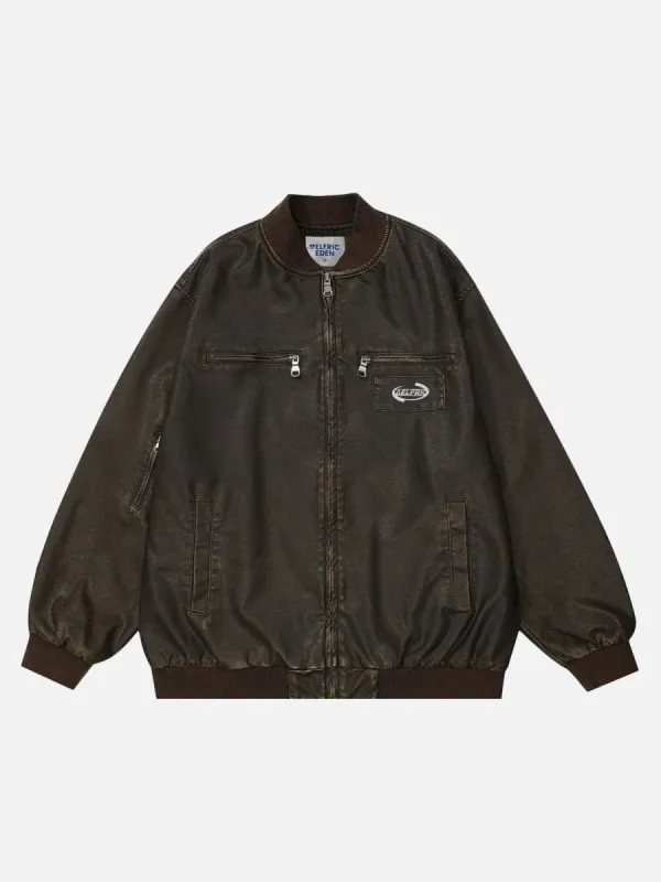 Aelfric Eden Solid Washed Faux Leather Jacket | Parallel