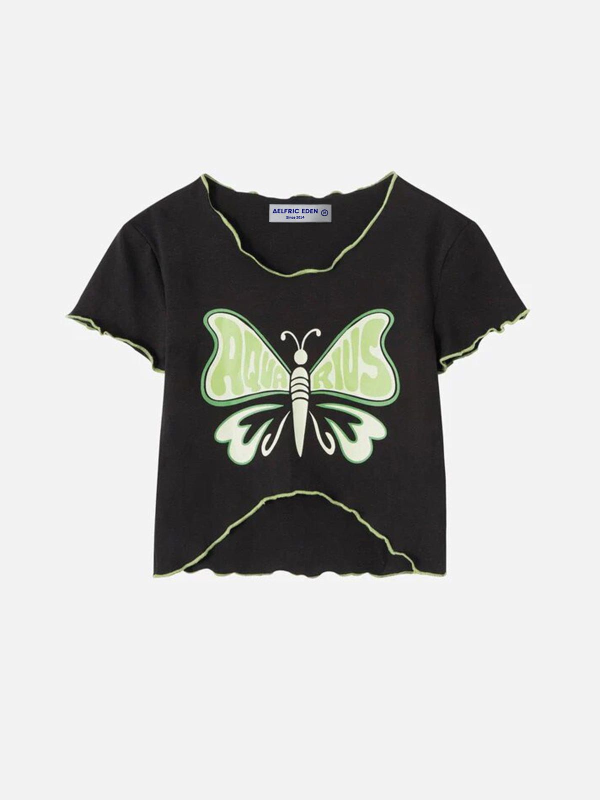 Butterfly Print Wave Cuffs Tee sold by Aelfric Eden product image thumbnail 4