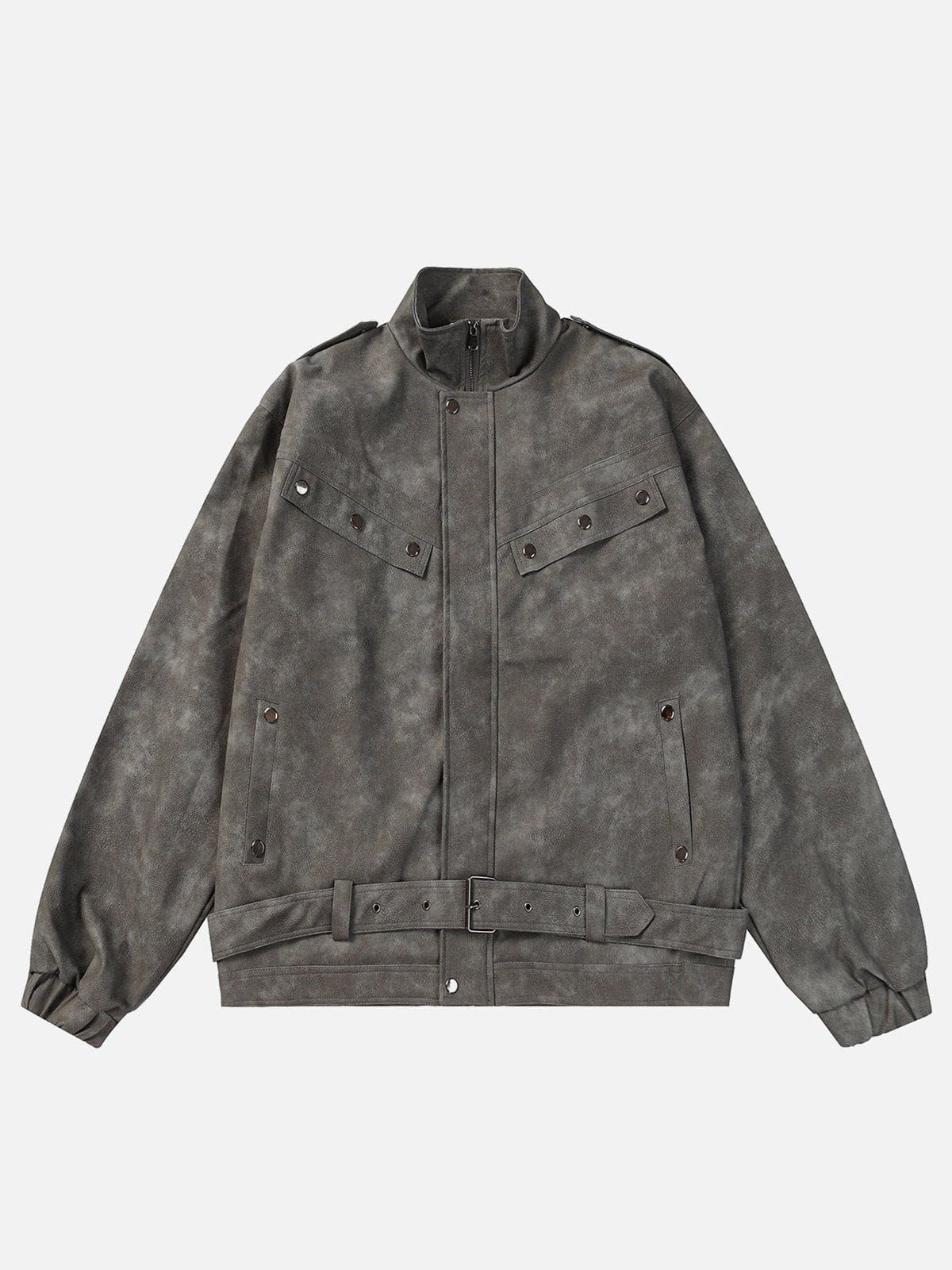 Aelfric Eden Multi Pocket Texture Faux Leather Jacket sold by Aelfric Eden product image thumbnail 2