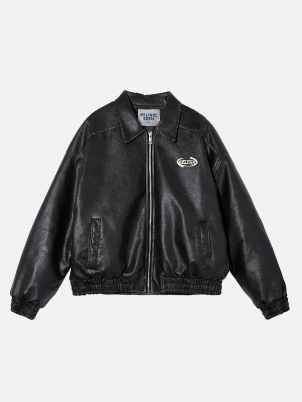 Aelfric Eden Solid Washed Faux Leather Jacket | Parallel