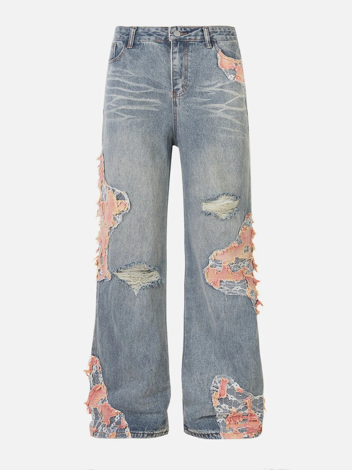 Aelfric Eden Distressed Lace Patchwork Jeans sold by Aelfric Eden product image thumbnail 2