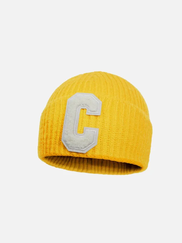 Warm Curled "C" Letter Knitted Beanie sold by Aelfric Eden