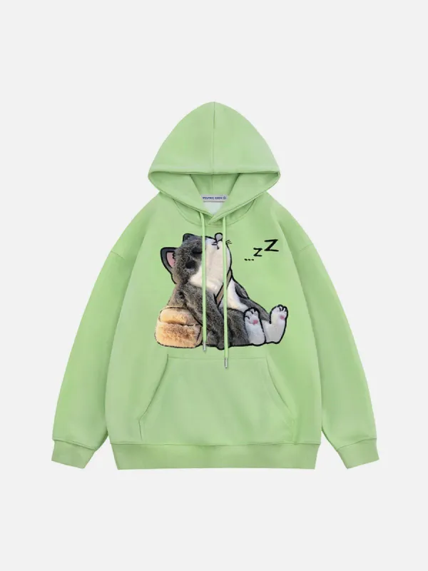 Aelfric Eden 3D Applique Embroidery Cartoon Cat Hoodie sold by Aelfric Eden