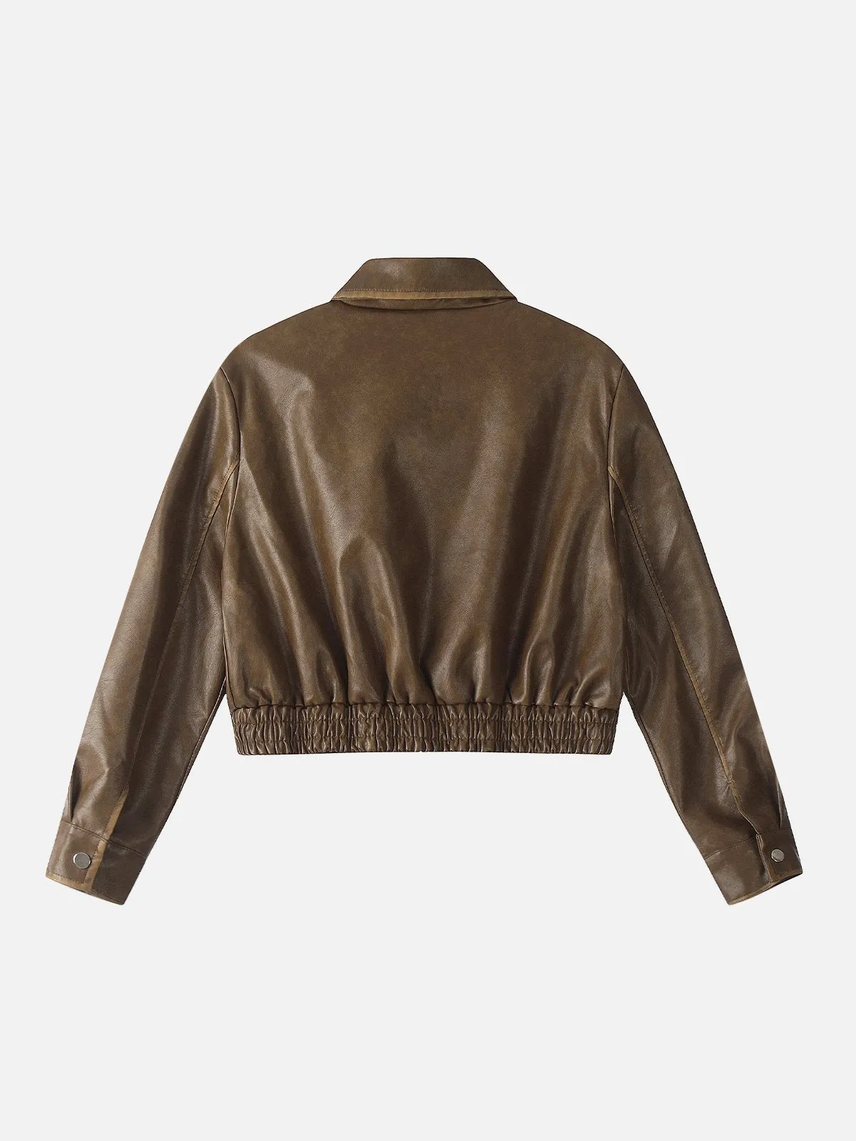 Aelfric Eden Fold-Over Cropped Faux Leather Jacket sold by Aelfric Eden product image thumbnail 3