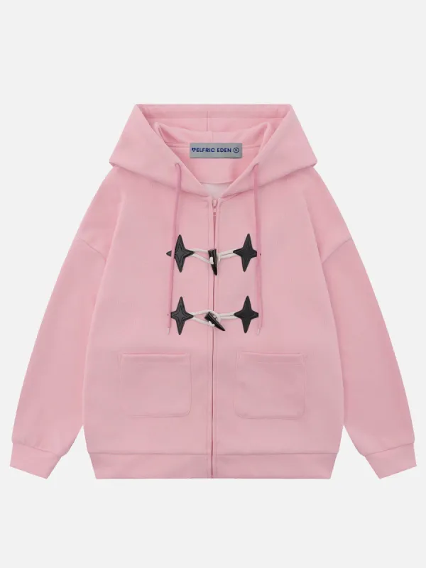 Aelfric Eden Star Horn Button Zip Up Hoodie sold by Aelfric Eden