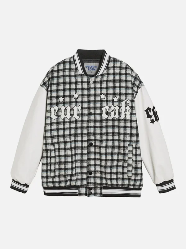 Aelfric Eden Plaid Patchwork Varsity Jacket sold by Aelfric Eden
