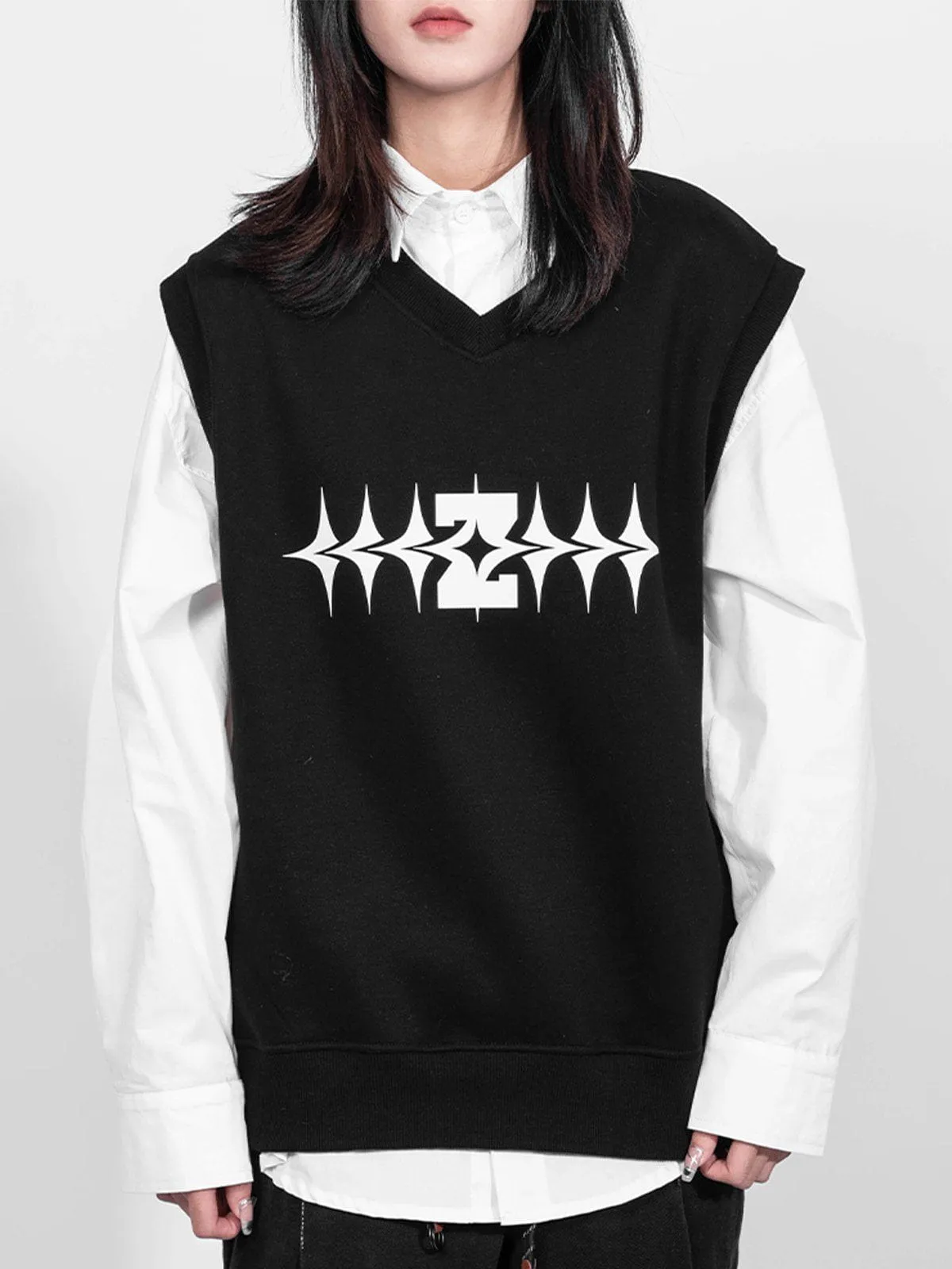 Aelfric Eden Vintage Letter Print Sweater Vest sold by Aelfric Eden product image thumbnail 5