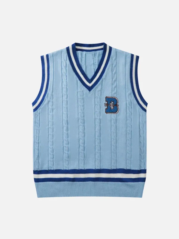 Aelfric Eden "B" Embroidered Sweater Vest sold by Aelfric Eden