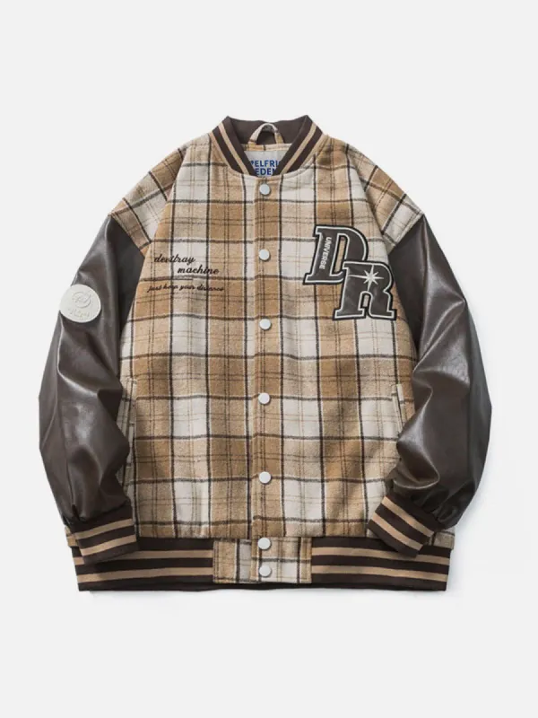 Aelfric Eden Plaid Patchwork Varsity Jacket sold by Aelfric Eden