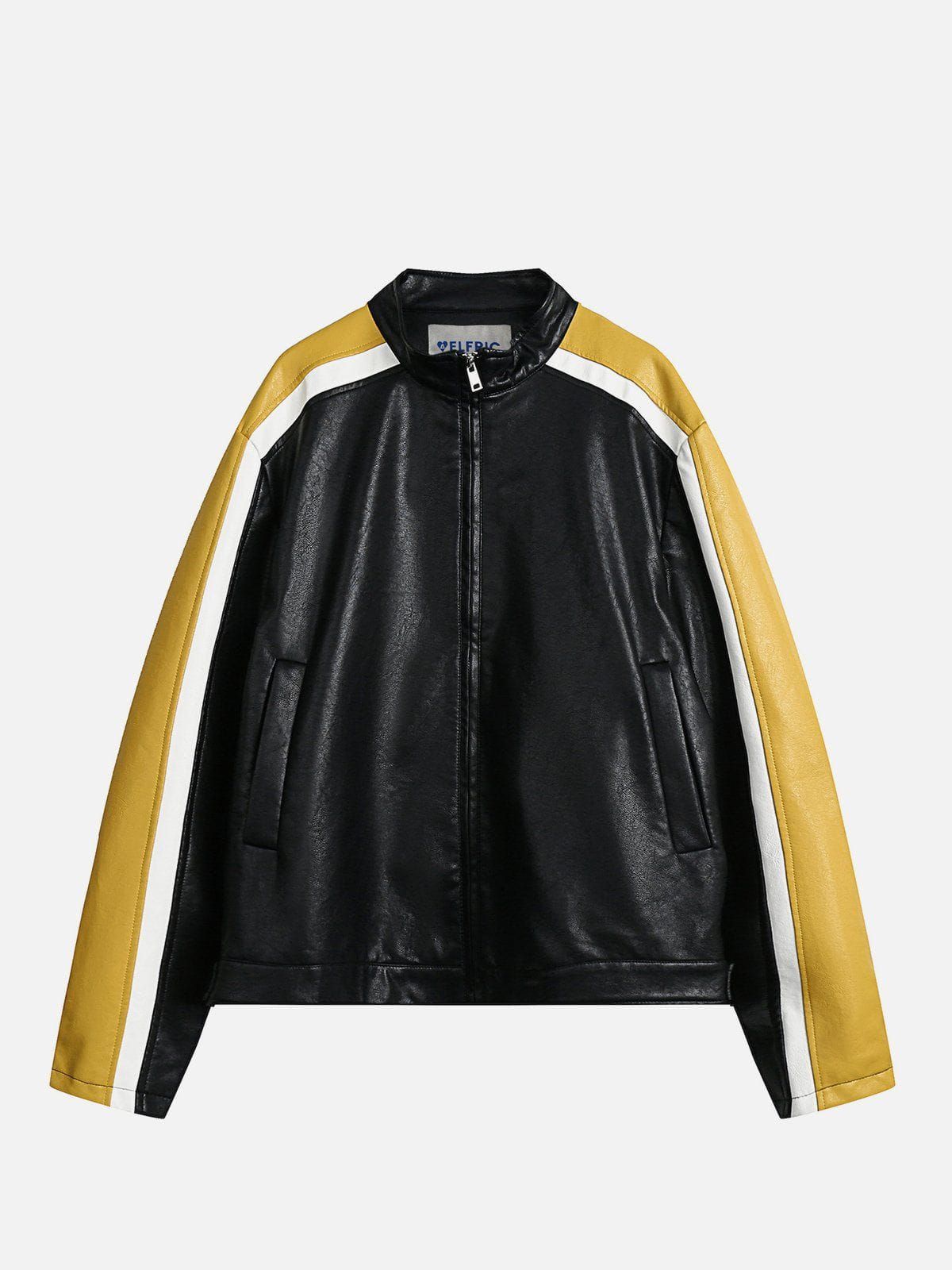 Aelfric Eden Color Block Racing Leather Jacket sold by Aelfric Eden