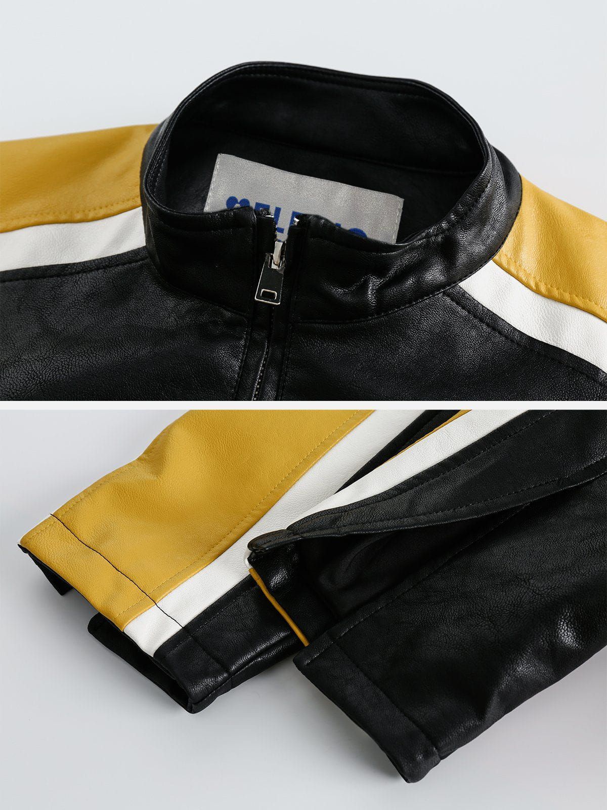 Aelfric Eden Color Block Racing Leather Jacket sold by Aelfric Eden product image thumbnail 3