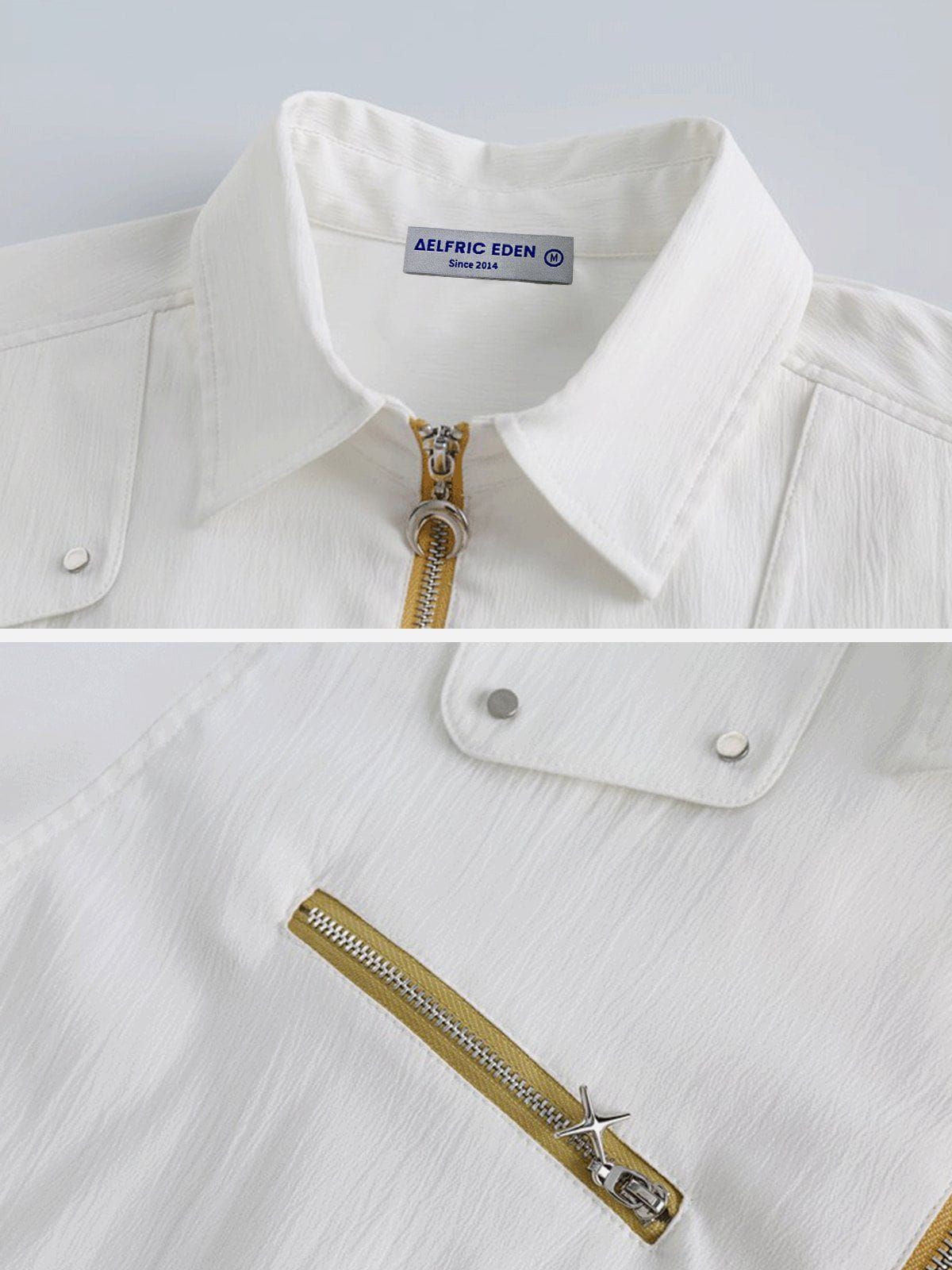 Aelfric Eden Solid Zip Design Short Sleeve Shirts sold by Aelfric Eden product image thumbnail 6