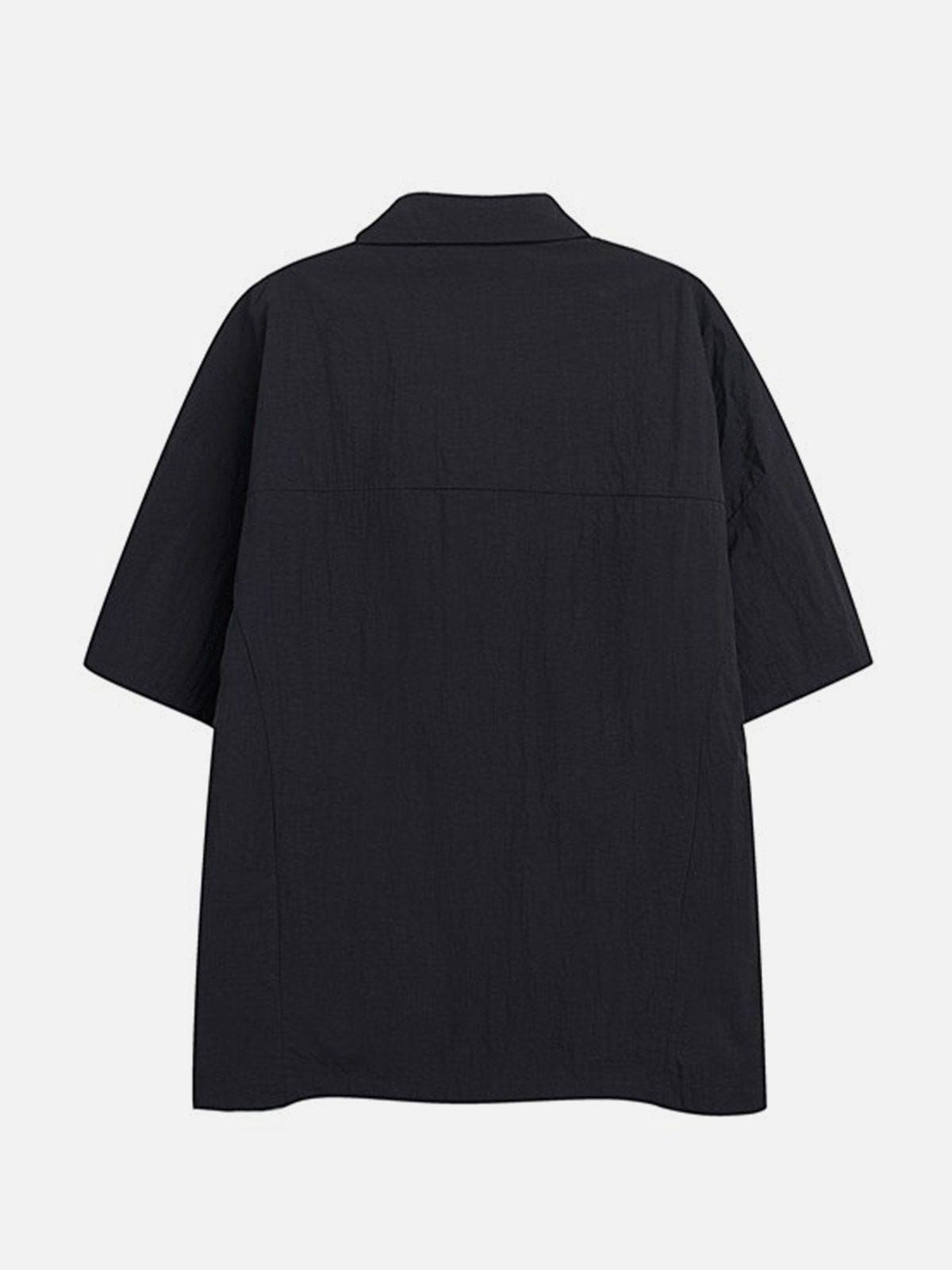 Aelfric Eden Simple ZIP UP Splicing Short Sleeve Shirts sold by Aelfric Eden product image thumbnail 3