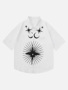 Aelfric Eden "Starry Sky" Stars Rays Print Short Sleeve Shirt sold by Aelfric Eden