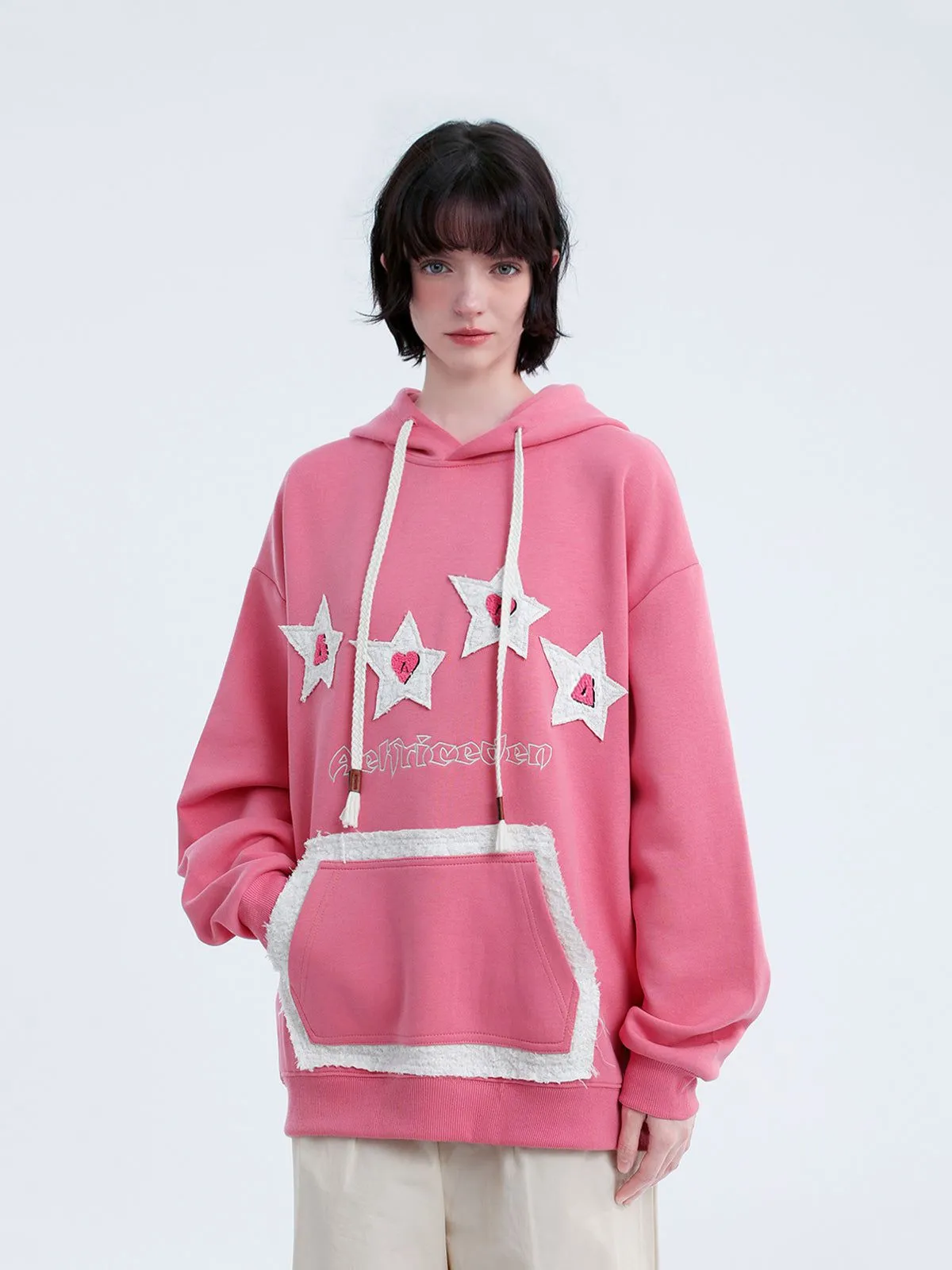 Aelfric Eden Color Blocking Applique Embroidery Star Hoodie sold by Aelfric Eden product image thumbnail 4